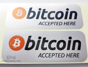 Lot de 800 autocollant « Bitcoin Accepted her » en métal - the bitcoin club 