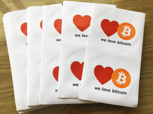 Lot de 50 autocollants « WE LOVE BITCOIN » - the bitcoin club 